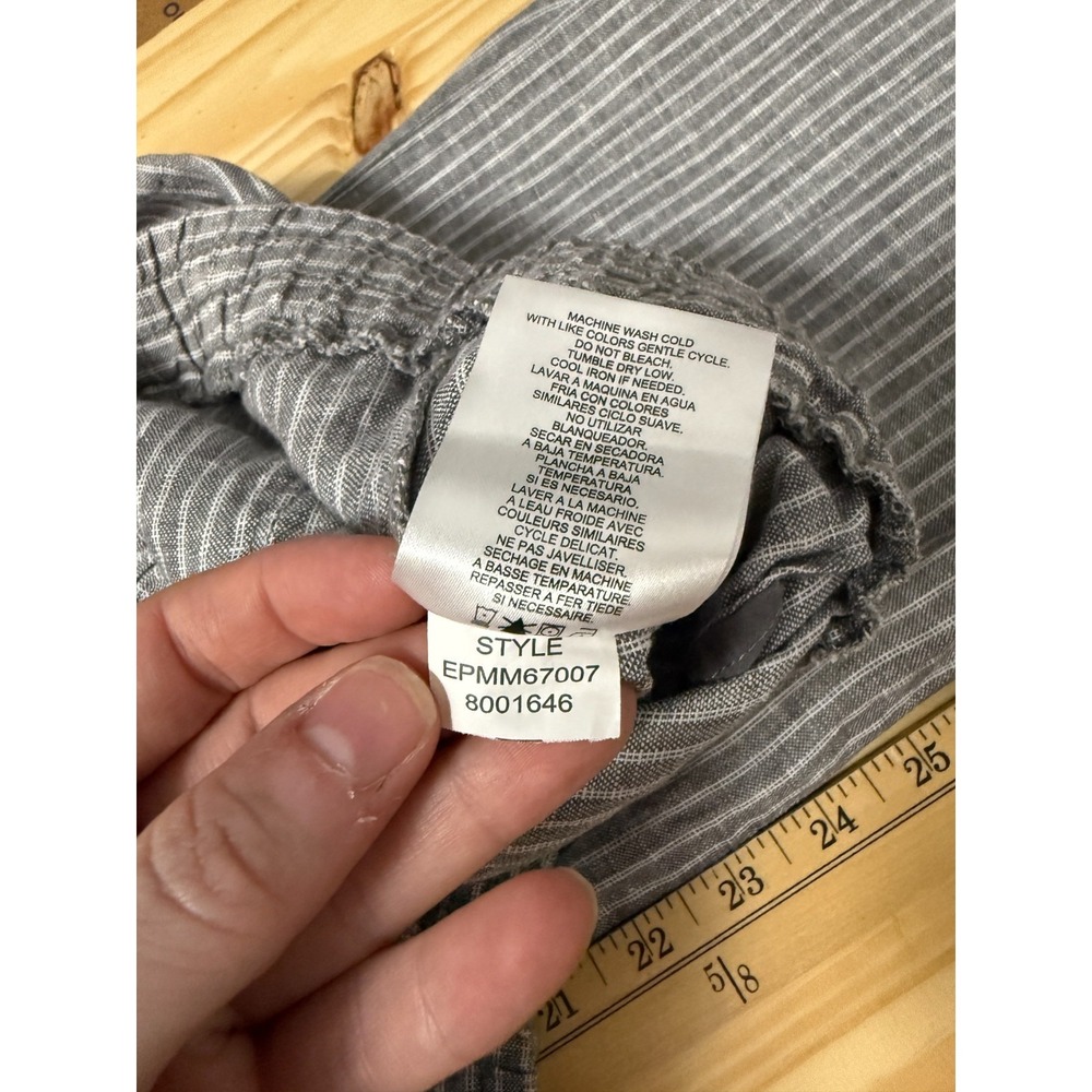 Ellen Tracy Women's Grey Striped Linen Pants S Old Money Coastal Beach Preppy - Picture 10 of 10